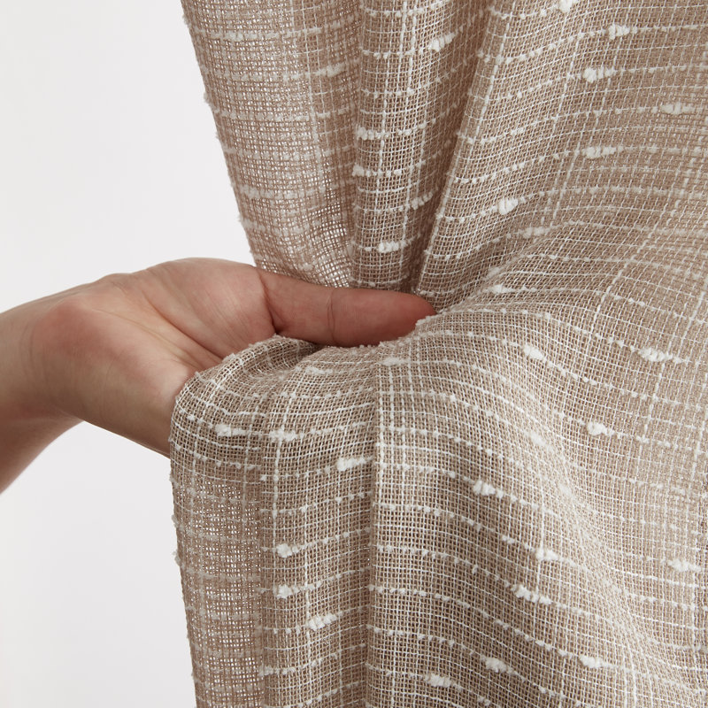 Pothos Faux Linen Semi Sheer Light Filtering Grommet Curtains Panels for Bedroom & Living Room, Pair, 37" W x 96" L, Taupe