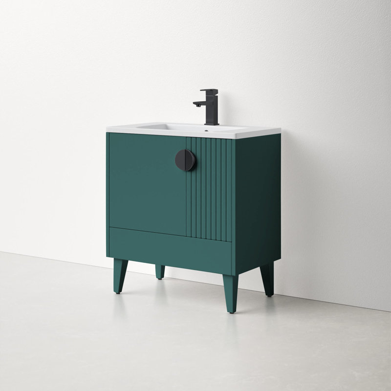 Ensemble de meuble-lavabo simple 30 po Saimah, Noir, Vert