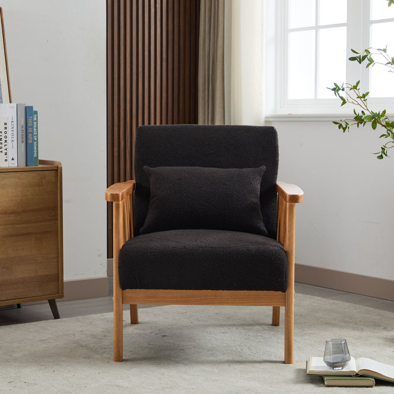 Kialie Upholstered Armchair, Black Teddy