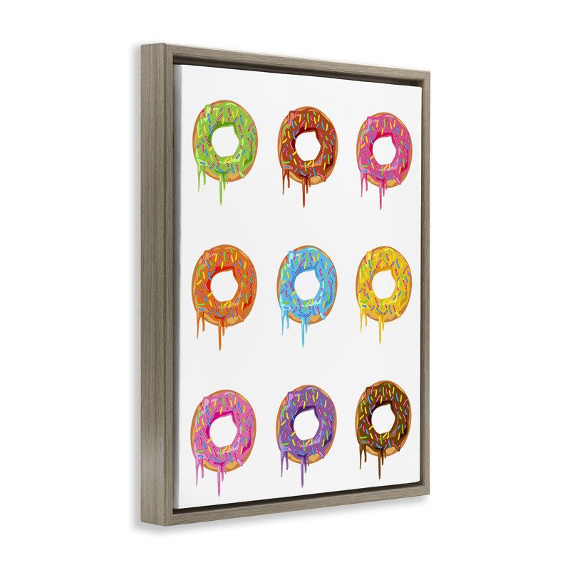 Cadre flottant Bright Donut Rows, design par Marcus Prime, Cadre flottant orme Montalcino, H 21 po x l 17 po