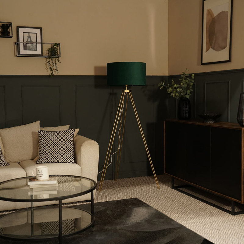 Dundrod 127cm Powder Coated Tripod Floor Lamp Set, Yes, Green