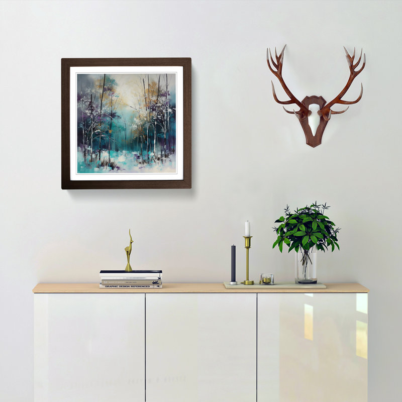Winter Forest Colour Field No.2 - Single Picture Frame Print on Wood, Walnut
