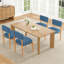 Ensemble de 2 chaises de salle à manger modernes en bois et lin mélangé bleu-1407501185