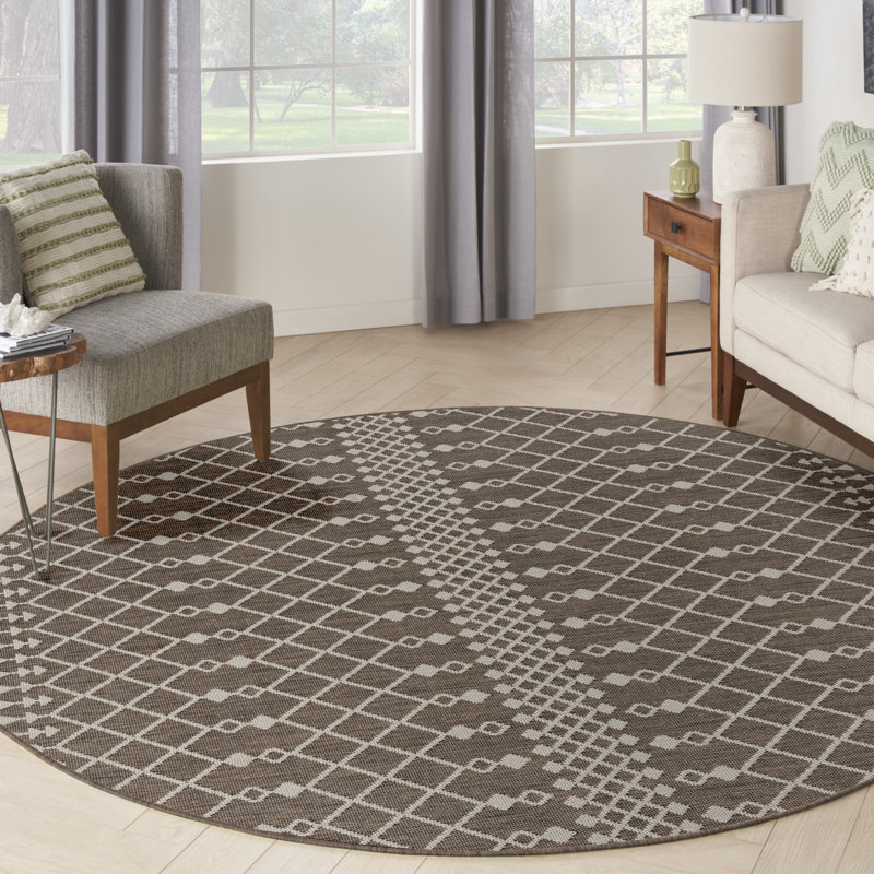 Robbs Rectangle Indoor/Outdoor Area Rug, Natural, Round 6'