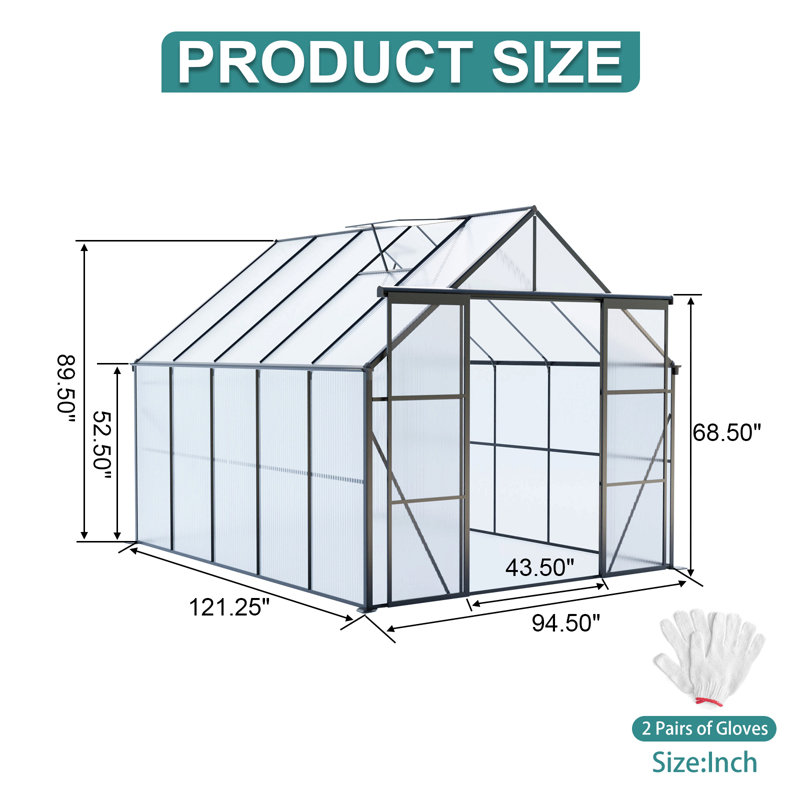 Outdoor Patio Greenhouse, Black, 89.5''H x 94.5''W x 121.25''D