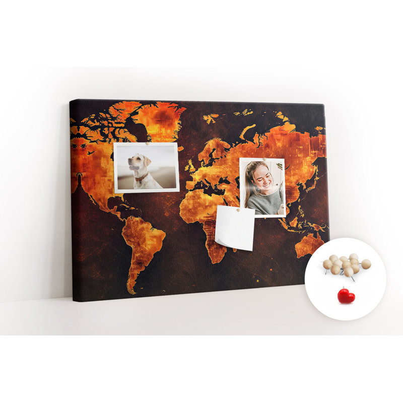 Wall Mounted bulletin board print decorative wall pin board for wall decorative corkboard Map of the world