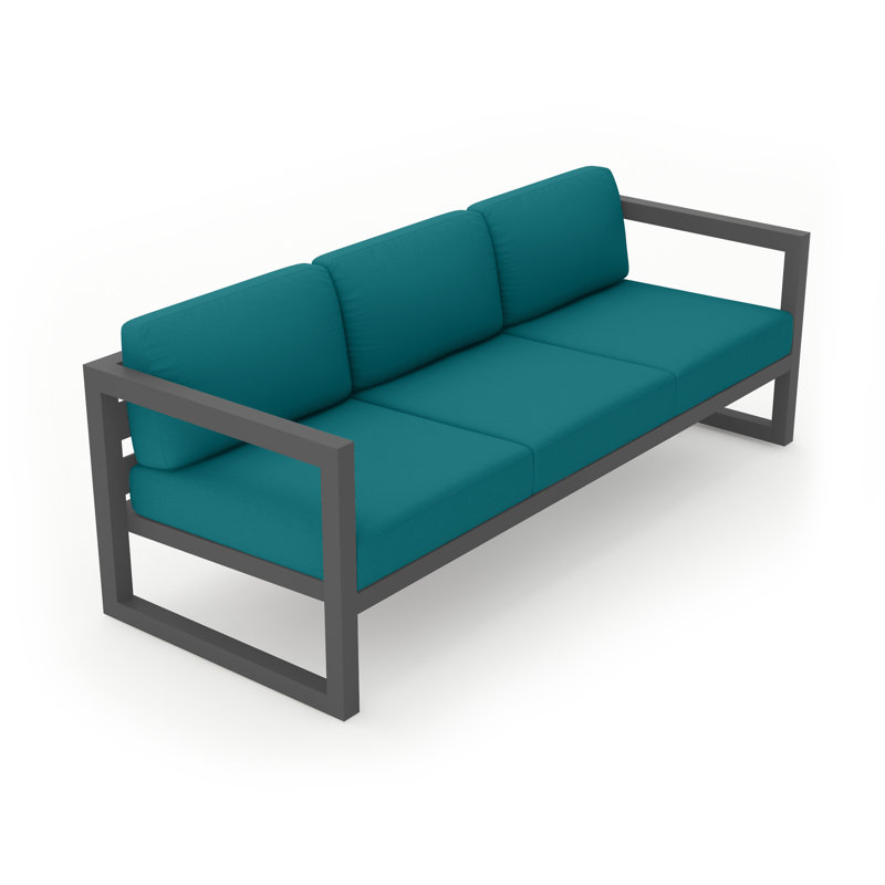 Avion Patio Sofa with Sunbrella Cushions, Spectrum Peacock Sunbrella® Plainweave, Slate