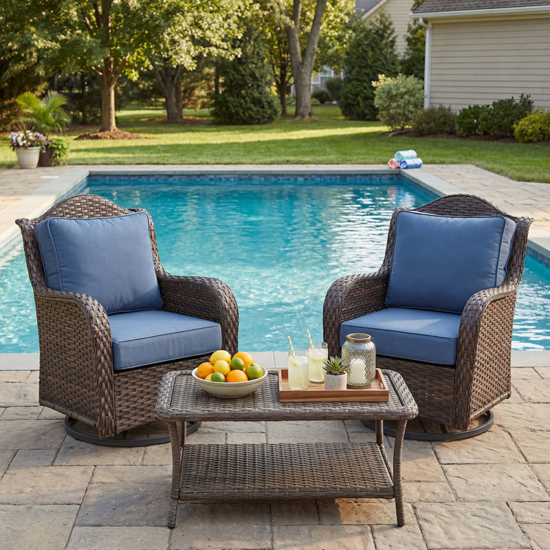 6 Inch Sunbrella Outdoor Chair Seat Back Cushion Set, 24" W x 25" D, Canvas Sapphire Blue