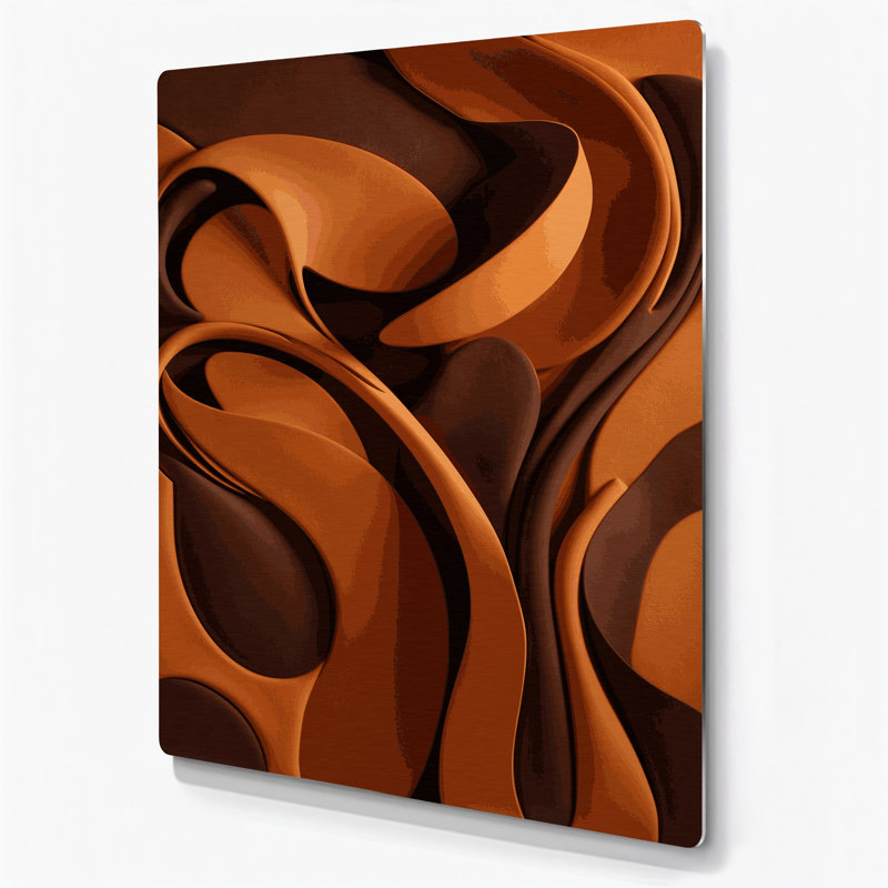 Art abstrait en métal brun, formes abstraites 93, H 12 po x l 18 po