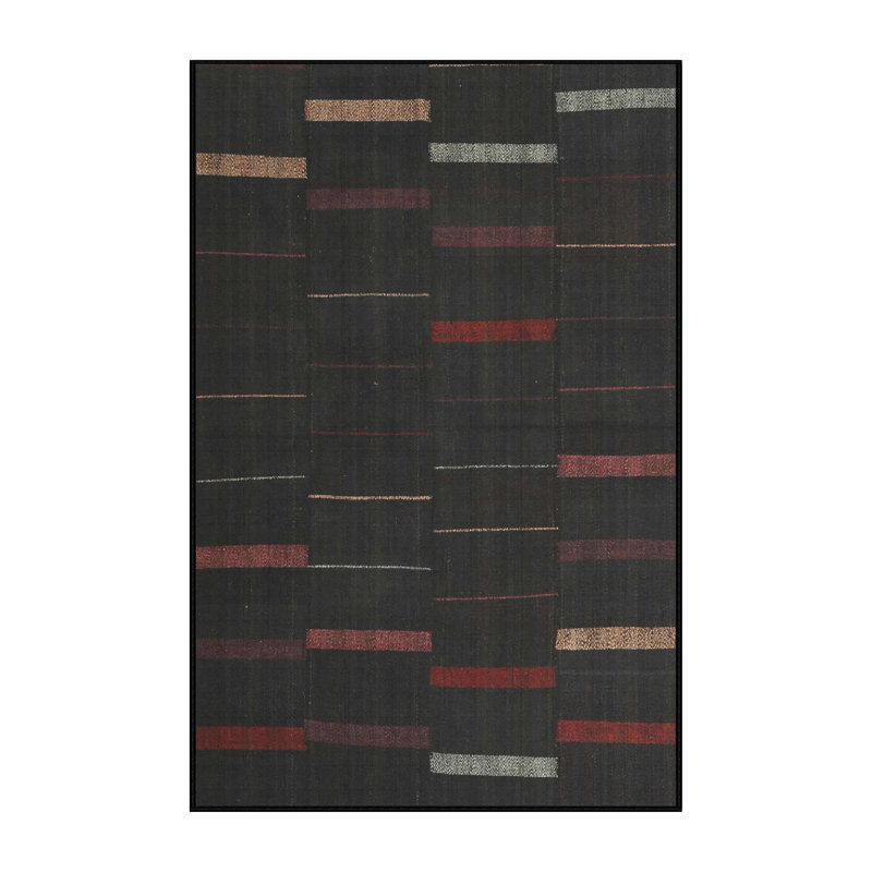 Tapis contemporain noir, Rectangle 8 pi x 12 pi
