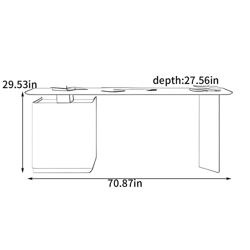 Elegant and simple computer desk, 29.53" H x 70.87" W x 27.56" D