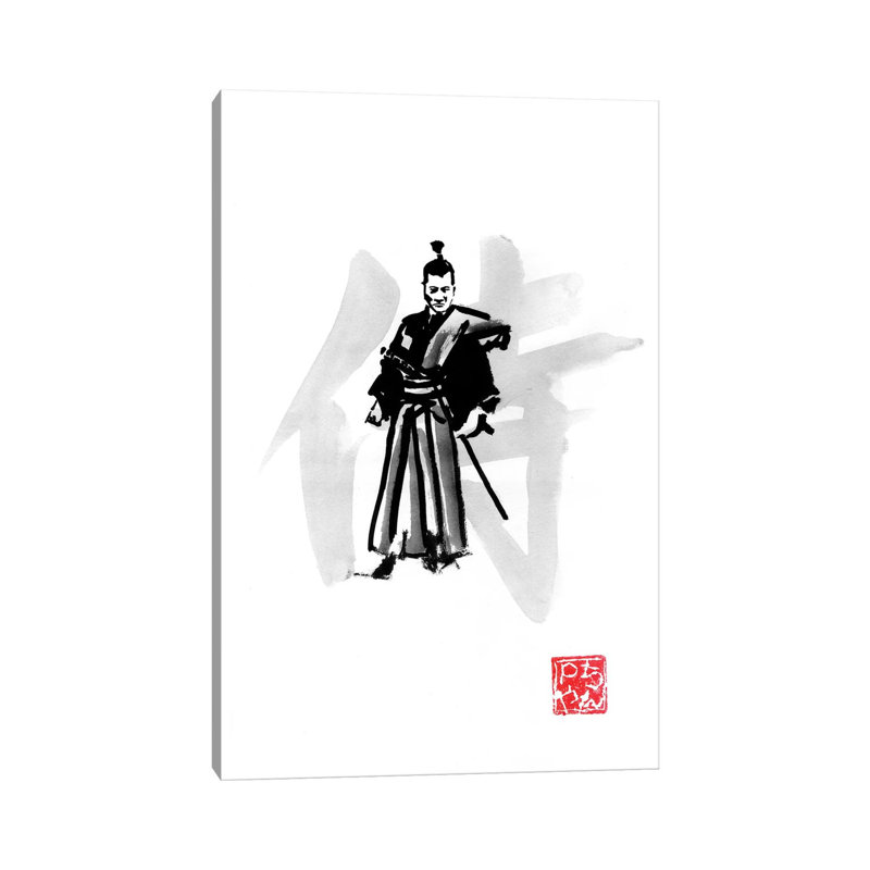 Samurai by Péchane - Painting on Canvas, Wrapped Canvas, 20.32 cm H x 30.48 cm W