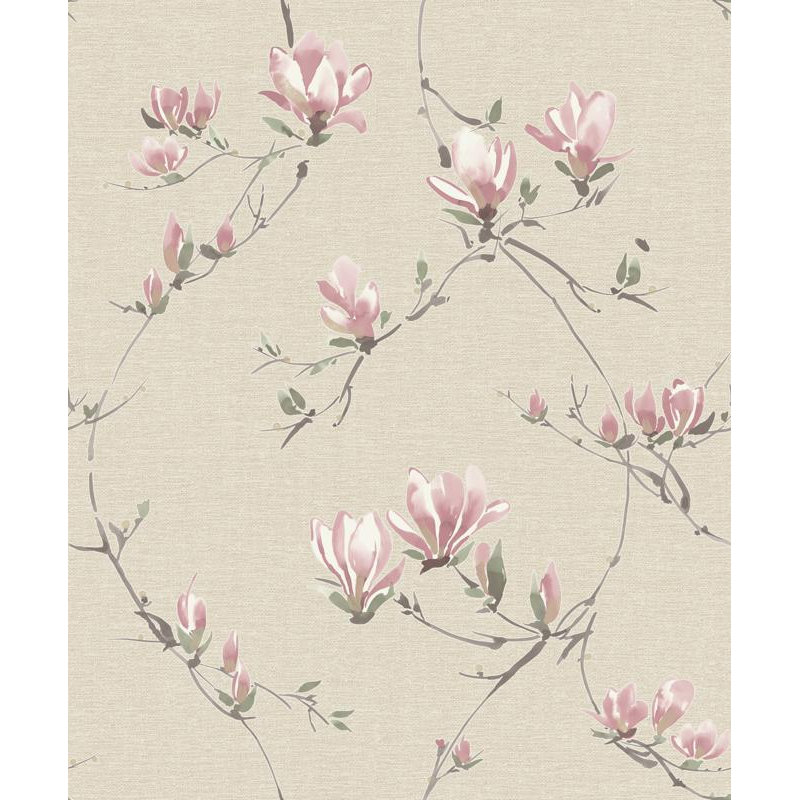 Isla Plain Grey Luxury Textured Vinyl Wallpaper, Pink