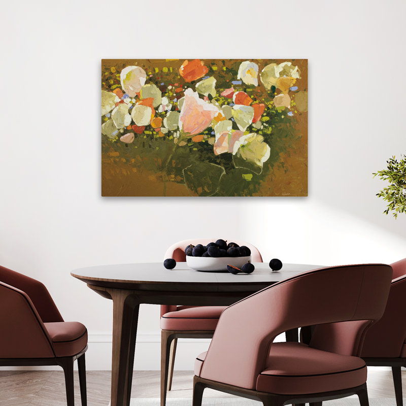 Blooms floral - rétro-éclairé en tabac, H 24 po x l 36 po