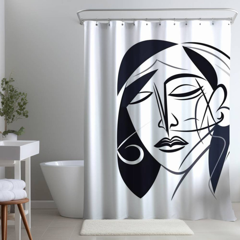 Shower Curtain FI103 – Polyester Shower Curtain, Dye Sublimation Print, 71" W × 74" L