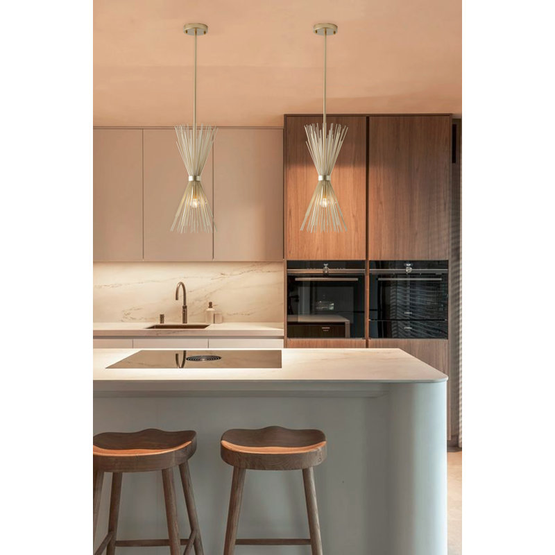 1-Light Gold Iron Pendant With A Spiked Cone Shade