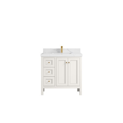 Nashville 36 In. W X 22 In. D Centre Sink Bathroom Vanity In Alabaster With 2 In.