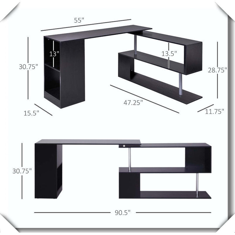 Bureau d'angle rotatif moderne en bois d'ingénierie robuste