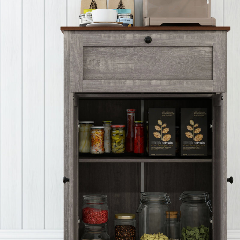 Living Room Cabinet, Grey - Style With Ample Storage, Double Doors & Adjustable Shelf Storage Cabinet In Grey. Doors, Drawer Shelf. For Bedroom Room. Generous Tipping. Particleboard Construction.