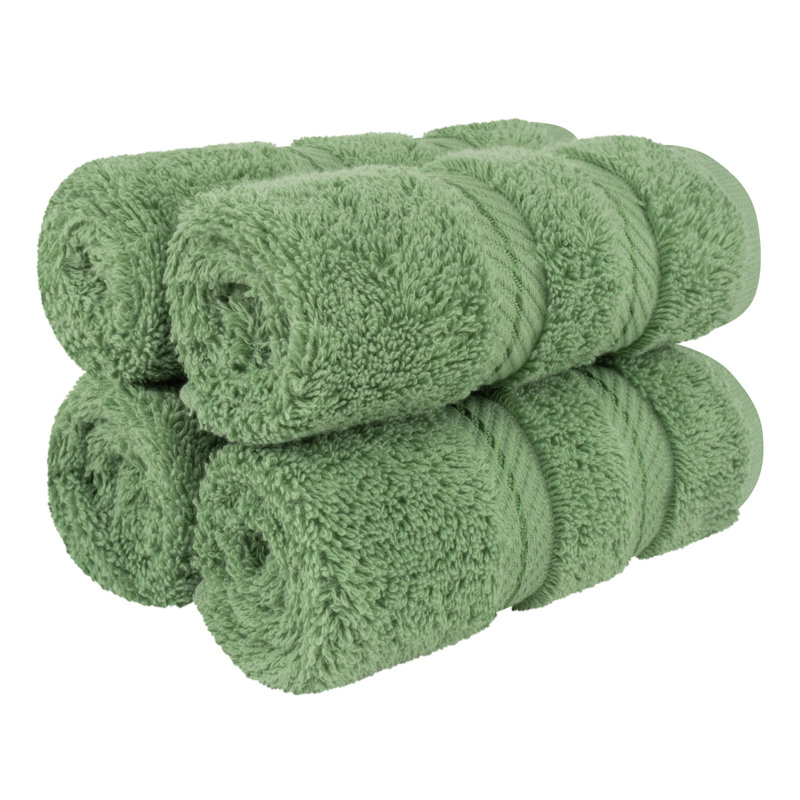 Darcelle 100% Cotton 4-Piece Turkish Washcloth Set, Sage Green