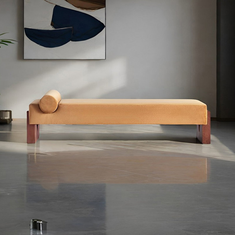 Banc rembourré en mélange de polyester Nilan, Jaune