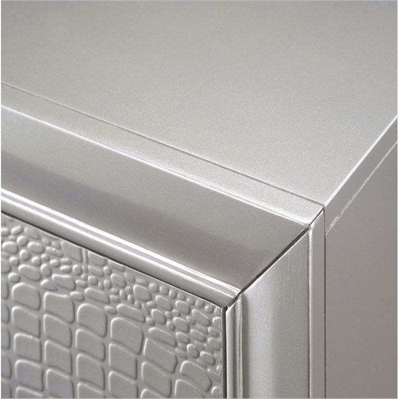 Ensemble de meubles de chambre à coucher en bois à motif de crocodile embossé 7 tiroirs, Champagne