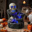 Fontaine de bureau d'Halloween avec écoulement de crâne à DEL, cascade de crâne en cascade avec DEL bleue