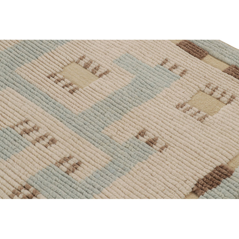 Scandinavian Hand Knotted Wool Geometric Area Rug, Rectangle 10' x 14'