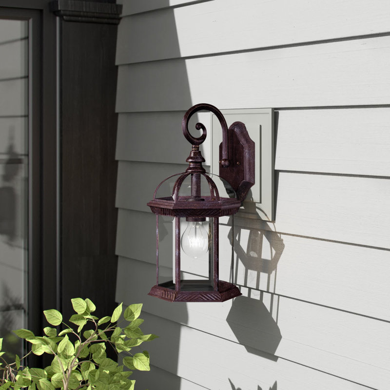 Lanterne murale d'extérieur 1 lumière Affric, H 15,75 po x l 8,25 po x P 8,25 po, Noir texturé