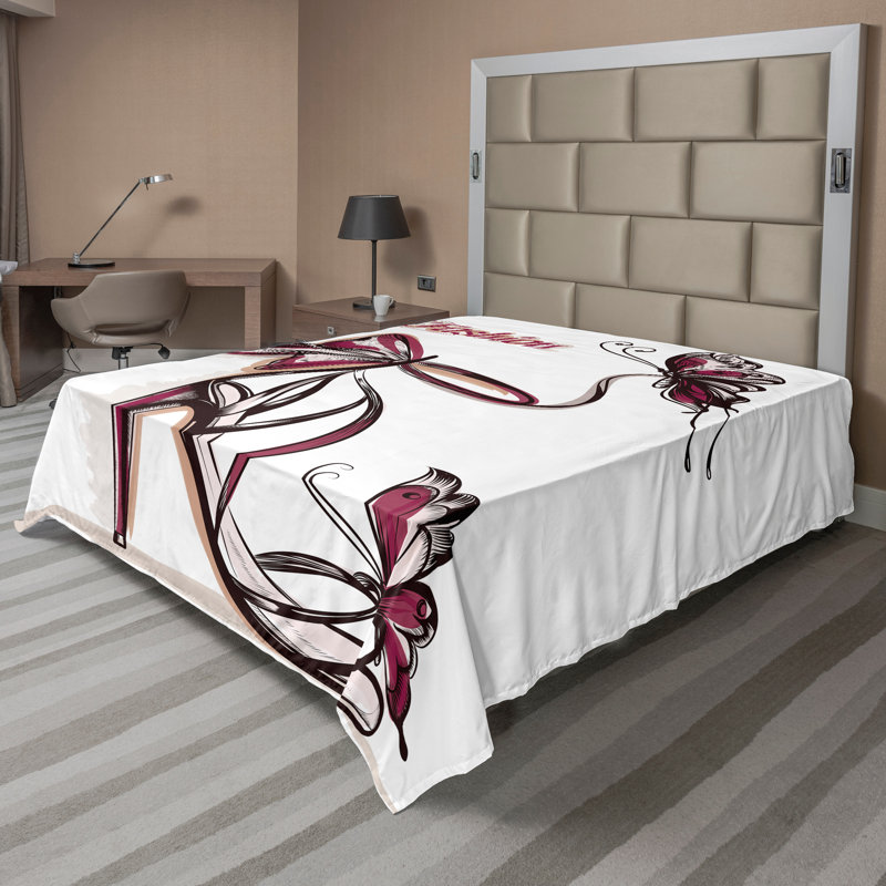 Drap-housse rose Ambesonne, Drap plat pour lit double