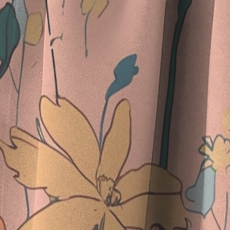 Daisy 90S Vibes II - Rideau Daisy - Rideau floral occultant en velours - 1 panneau, L 52 po x L 84 po