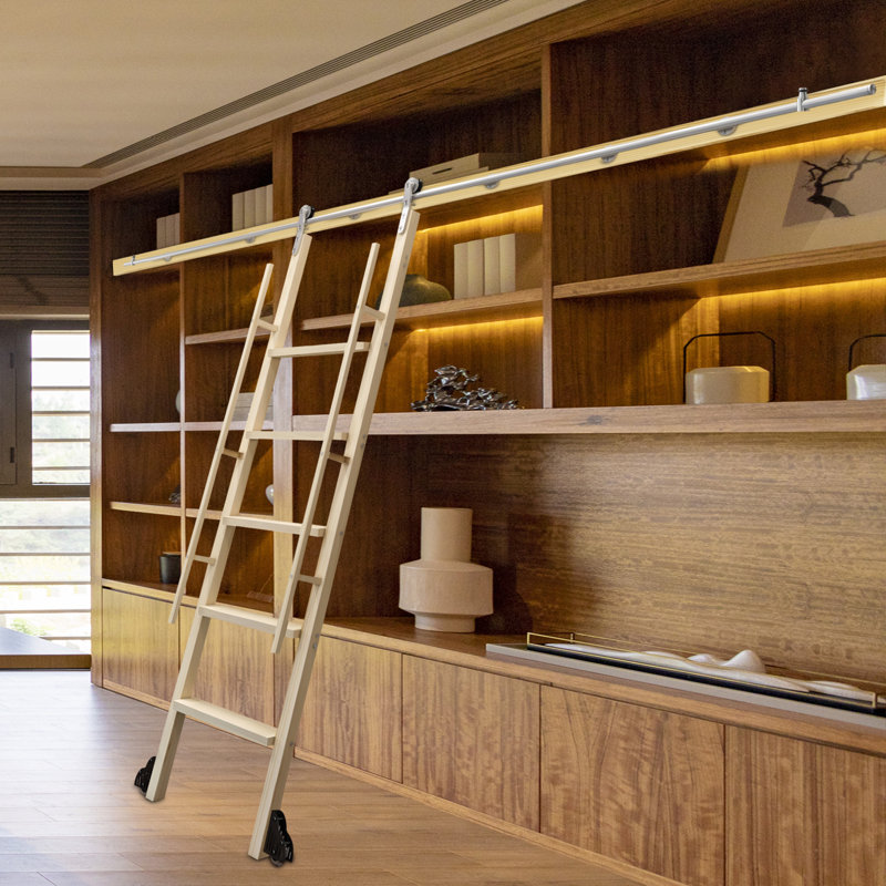 Banneker 10ft Stainless Steel Sliding Hardware Rolling Kit For Library And Home Use (Ladder not included)