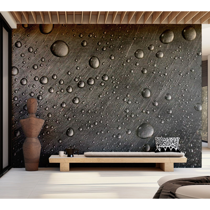 Murale Surface en acier avec gouttes d'eau, L 121 po x l 157 po