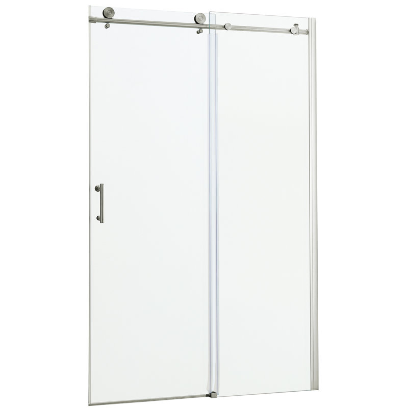 48"X76" Shower Enclosure In Brushed Nickel - Tempered Glass, Sliding Door Transform Your Bathroom Strong Aluminum Frame, Construction Single 8Mm Thick Glamour Jumping Knob, Safe Operation