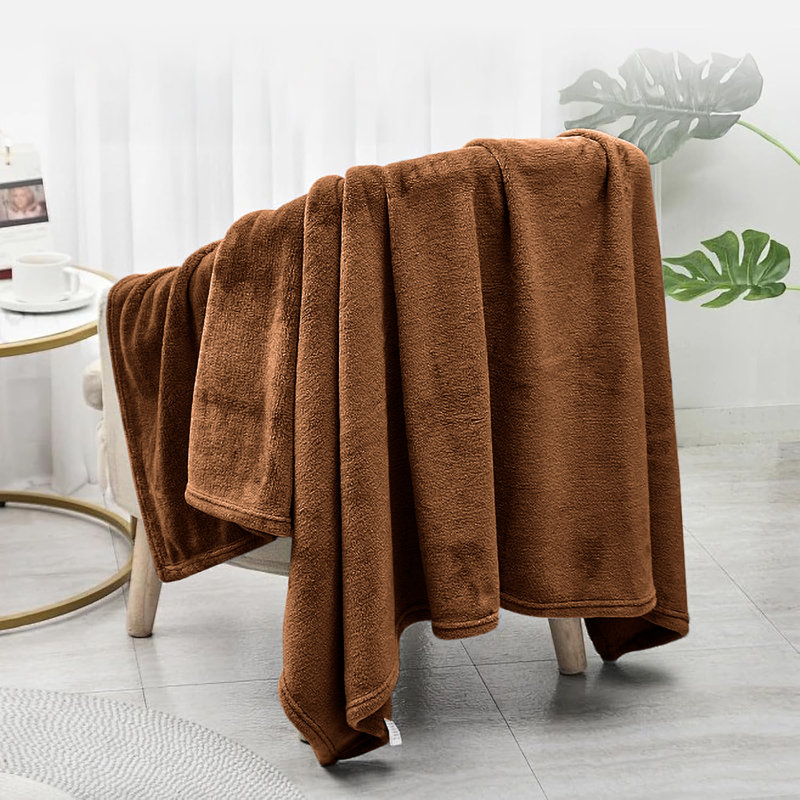 Premium Ultra-Soft Mink Fleece Blanket - Plush, Lightweight & Warm - Cozy Throw for Bed & Sofa, Coffee, 240 cm x 200 cm