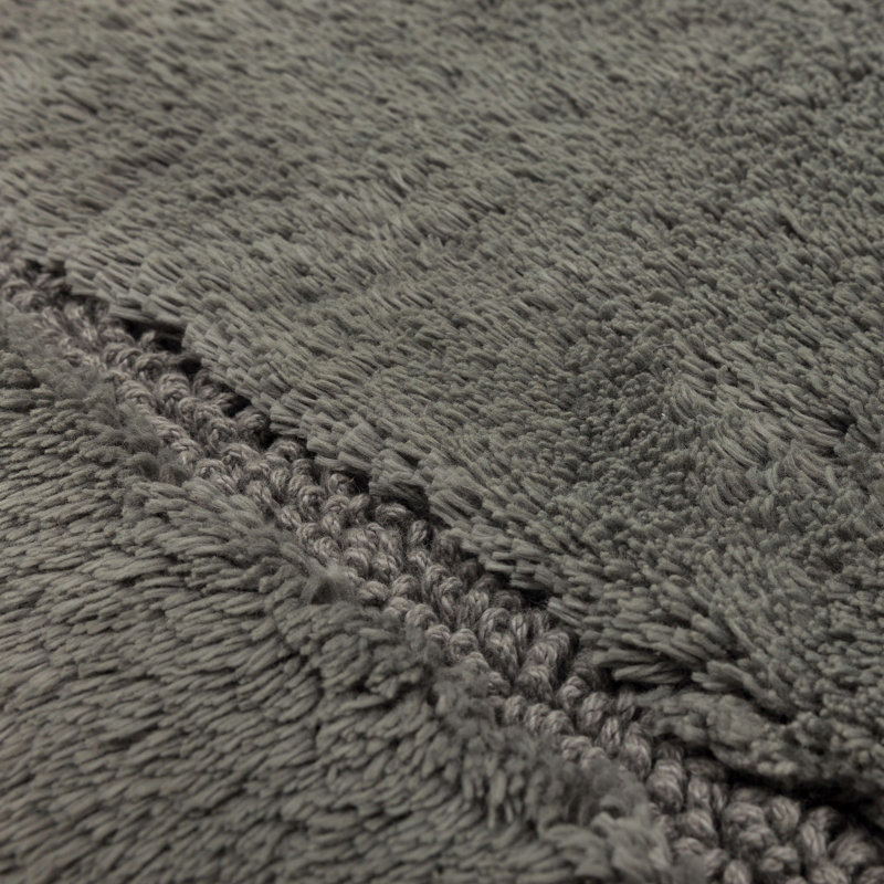 Kalb Solid Cotton Non Slip Machine Washable Bath Rug, Cool Grey, 17" W x 24" L