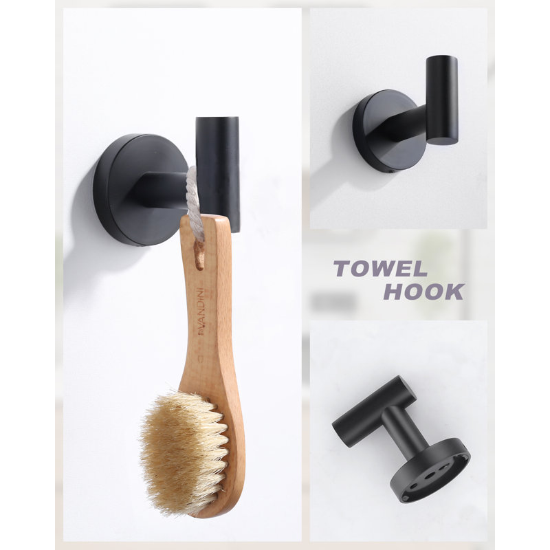 3-Piece Bath Hardware Set With Mounting Hardware With Towel Ring, Towel Hook And Toilet Paper Holder In, Matte Black