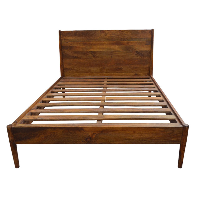 Elena Solid Wood Platform Bed, Chestnut, King