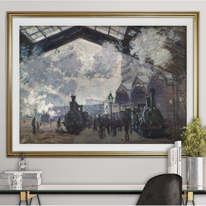 « the gare st lazare » par claude monet, impression, H 31 po x l 43 po x P 1,5 po, Or