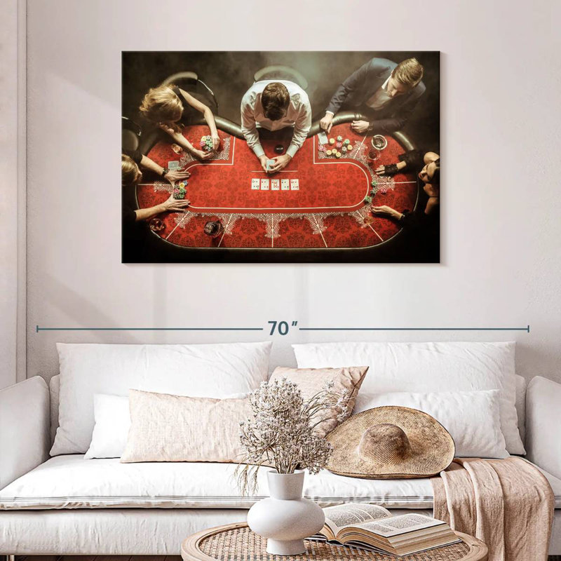 Senne Red Poker Game, 30" H x 45" W
