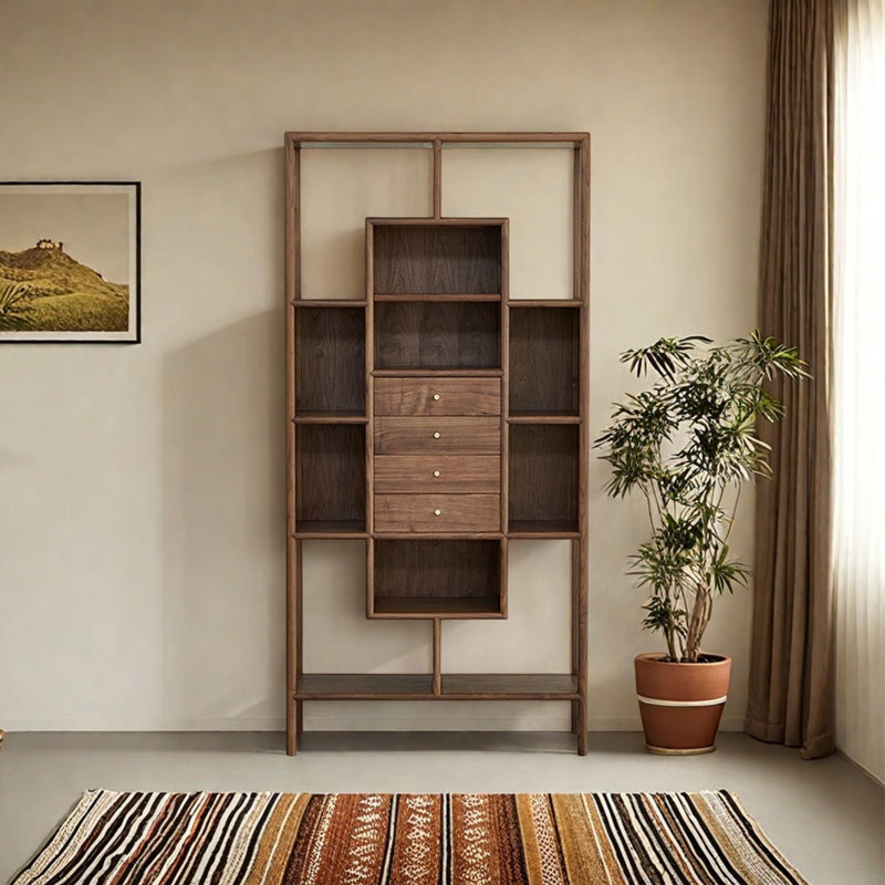 Bibliothèque à affichage chinois, Marron foncé