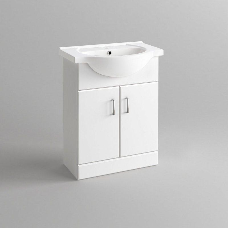iBathUK QUARTZ 650 BASIN UNIT HIGH GLOSS WHITE