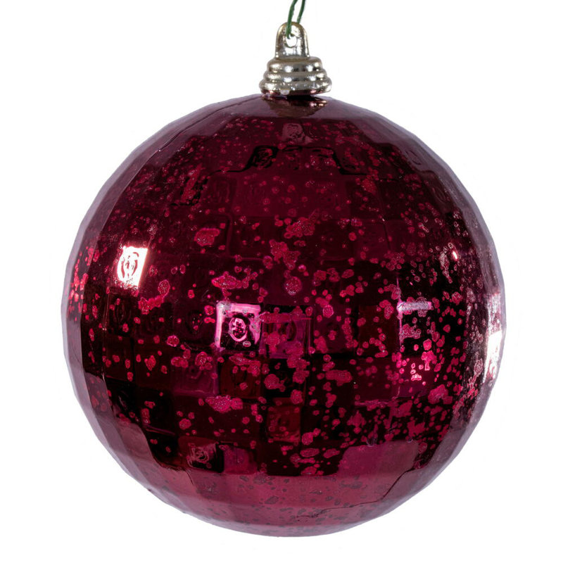 Vickerman 4" Mirror Mercury Ornament. It includes 6 pieces per bag., Burgundy