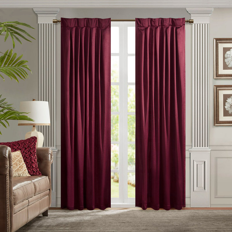 Rideau plissé avec attache (simple) 52 po x 84 po, L 52,03 po x L 84,03 po, Bourgogne