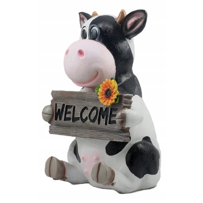 Statue à holstein vache avec enseigne d’accueil animal fantaisiste Claremore
