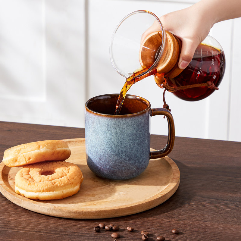 Stoneware Coffee Cup, Blue/Brown, 480 ml