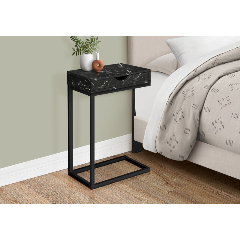Accent Table, End Table, Side Table With Storage Drawer And Metal Base, Indoor End Table For Living Space