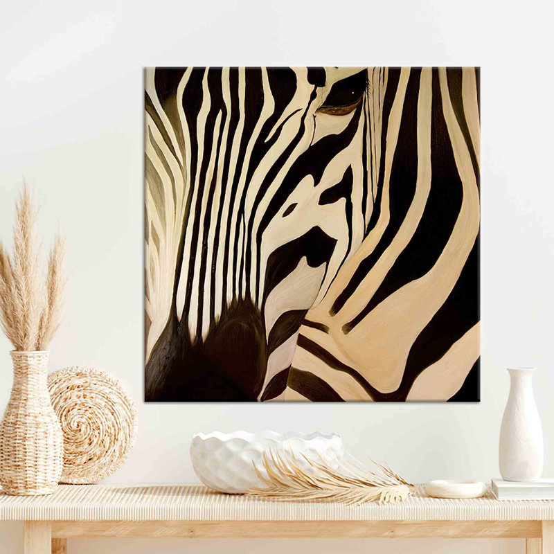 "Zèbre abstraite", reproduction d'art sur toile moderne, idéale pour une décoration murale sans cadre, H 55 po x l 55 po