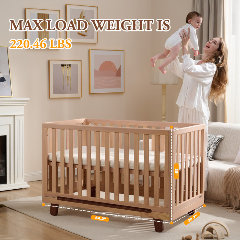 Lit de bébé convertible 6-en-1 HHB, Lit de bébé RUYI - brun
