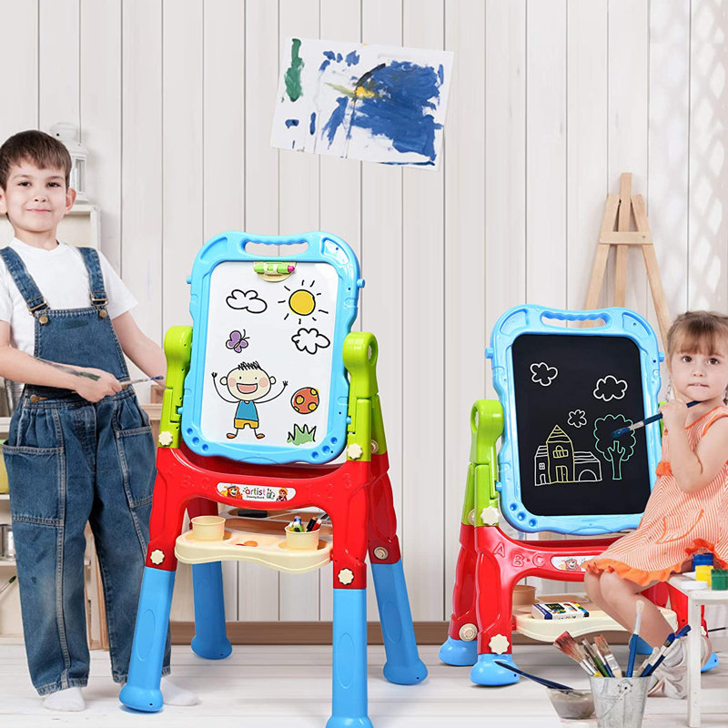 Hermione Zoomie Kids Folding Plastic Board Easel, Blue